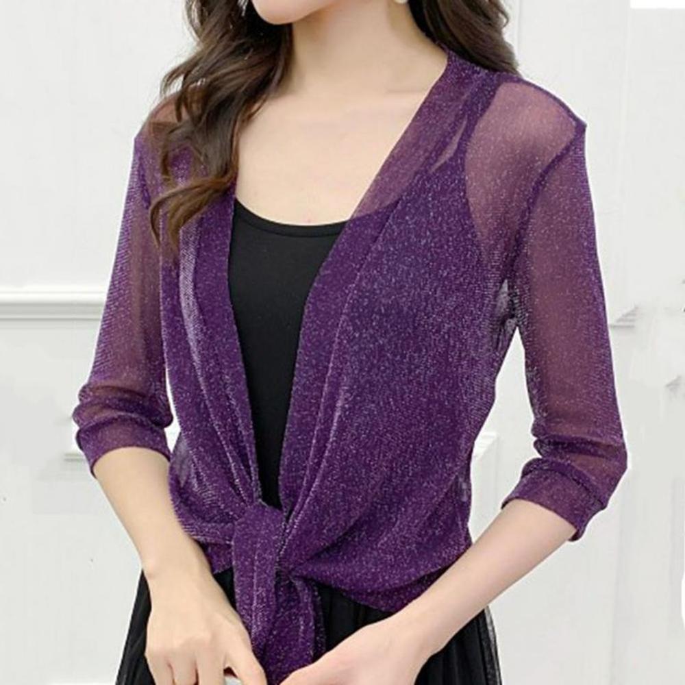 Cárdigan de Fiestas Para Mujer Modelo Escarchado - Morado