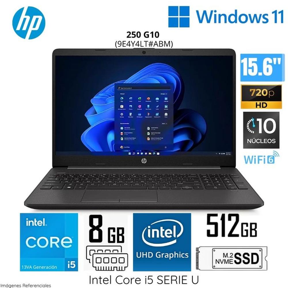 Laptop HP 250 G10 Intel CoreI5 1335U 8GB RAM 512GB SSD 15.6Pulg HD 9E4Y4LT
