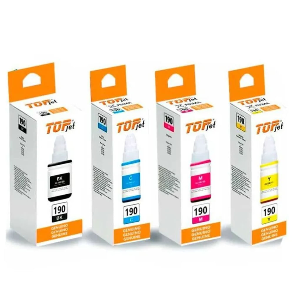 TINTA CANON GI-190 COMPATIBLE PACK DE 4 COLORES