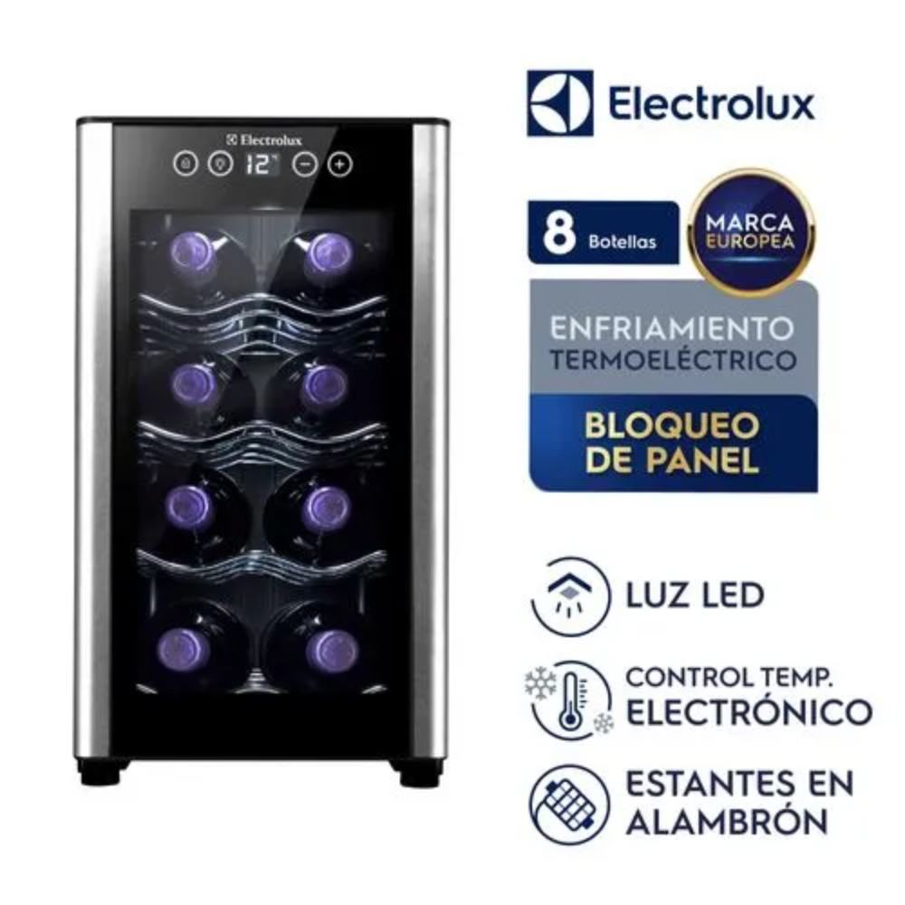 Cava de Vinos Electrolux Termoeléctrica 8 Botellas Negra ERW082XAMB