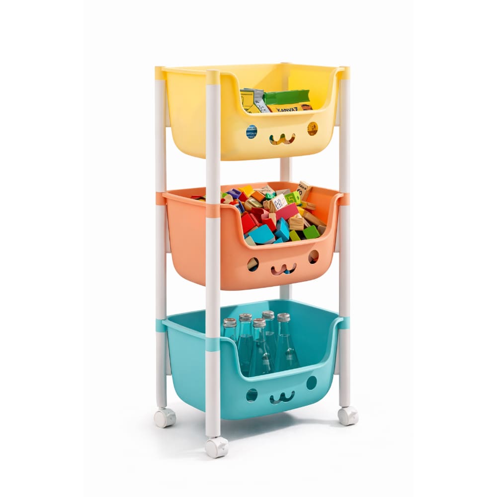 Organizador Juguetes 3 Niveles Carrito Almacenamiento Infantil Ruedas Canastillas