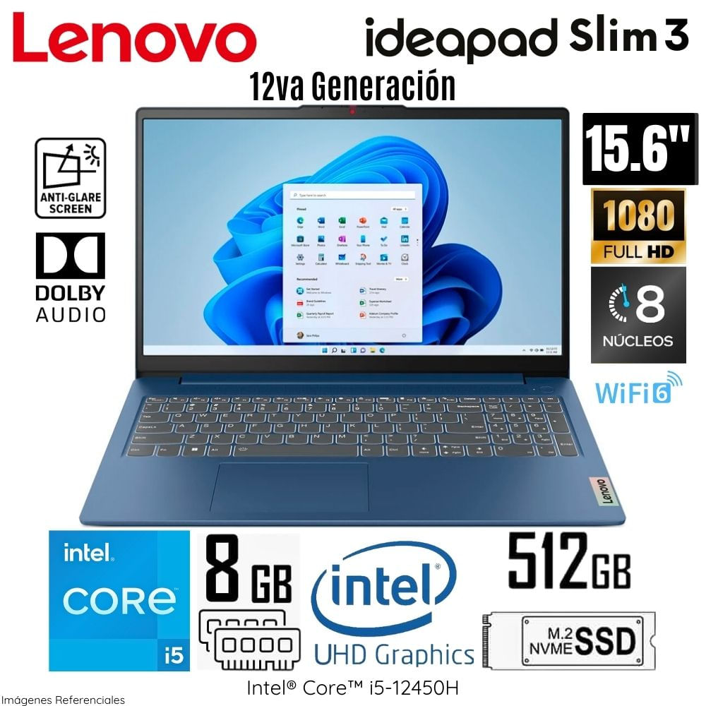 Laptop Lenovo Ideapad Slim 3 15IAH8 Intel Core i5 12450H 8GB RAM 512GB SSD 83ER001CLM Laptop Lenovo Ideapad Slim 3 15IAH8 Intel Core i5 12450H 8GB RAM 512GB SSD 83ER001CLM