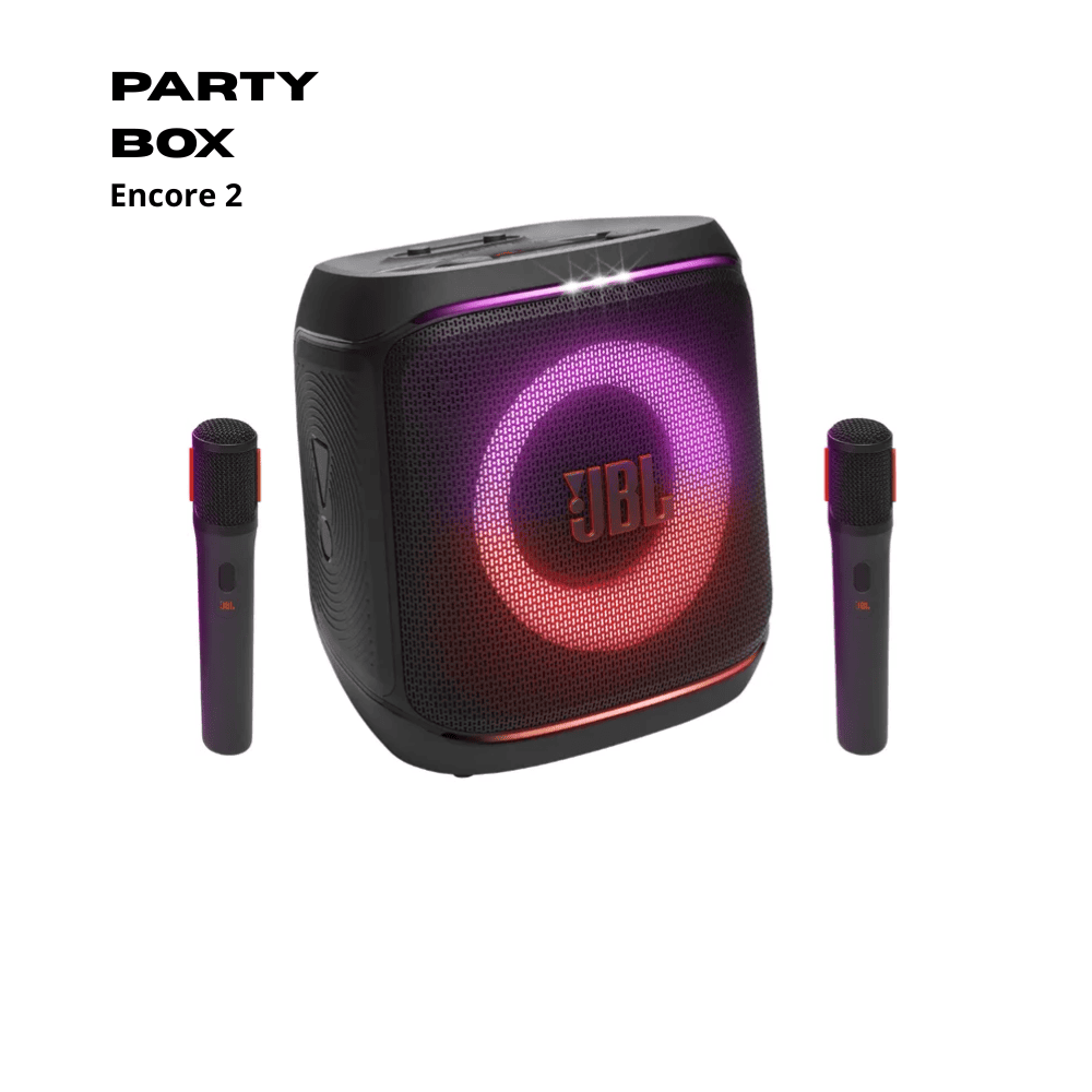 JBL PartyBox Encore 2 parlante con dos micrófonos batería extraíble y 100W potente