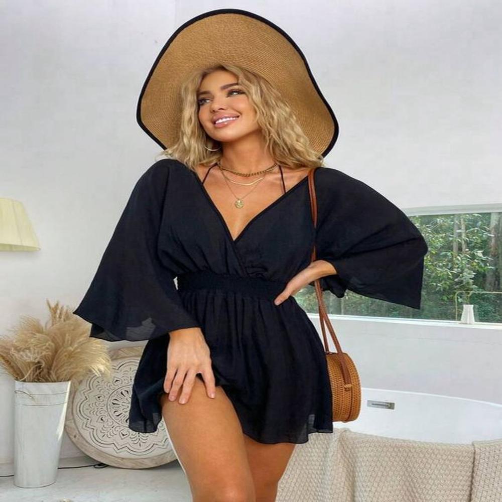 Cruzado - Salida de Playa Mujer Talla M Diseño Holgado - Negro