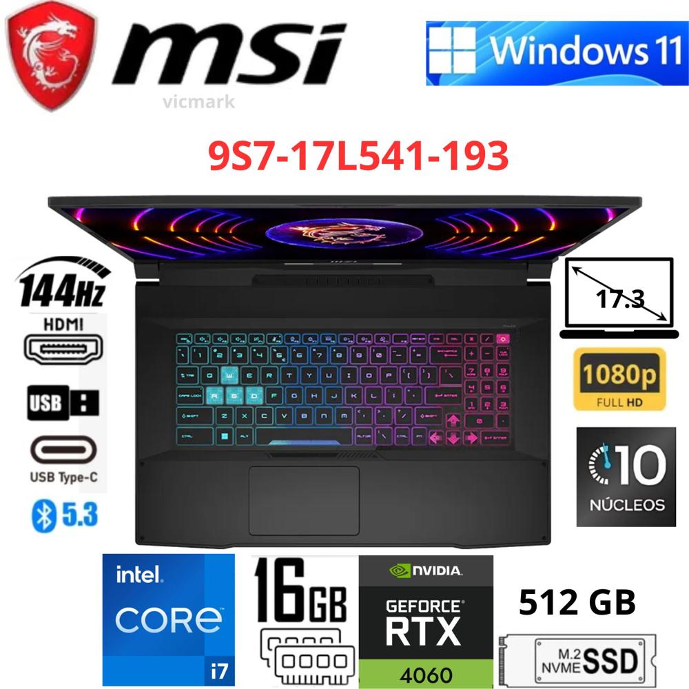 Laptop Gamer MSI B13VFK-1293PE FHD 144Hz    Core i7-13620H   RTX 4060 8GB   16GB DDR5   512GB SSD