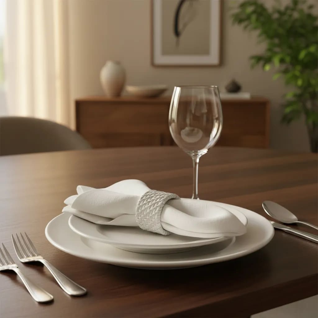 Aros de Servilleta Artesanales de Ratán Blanco – Set x 6 Unidades - Elegancia Natural