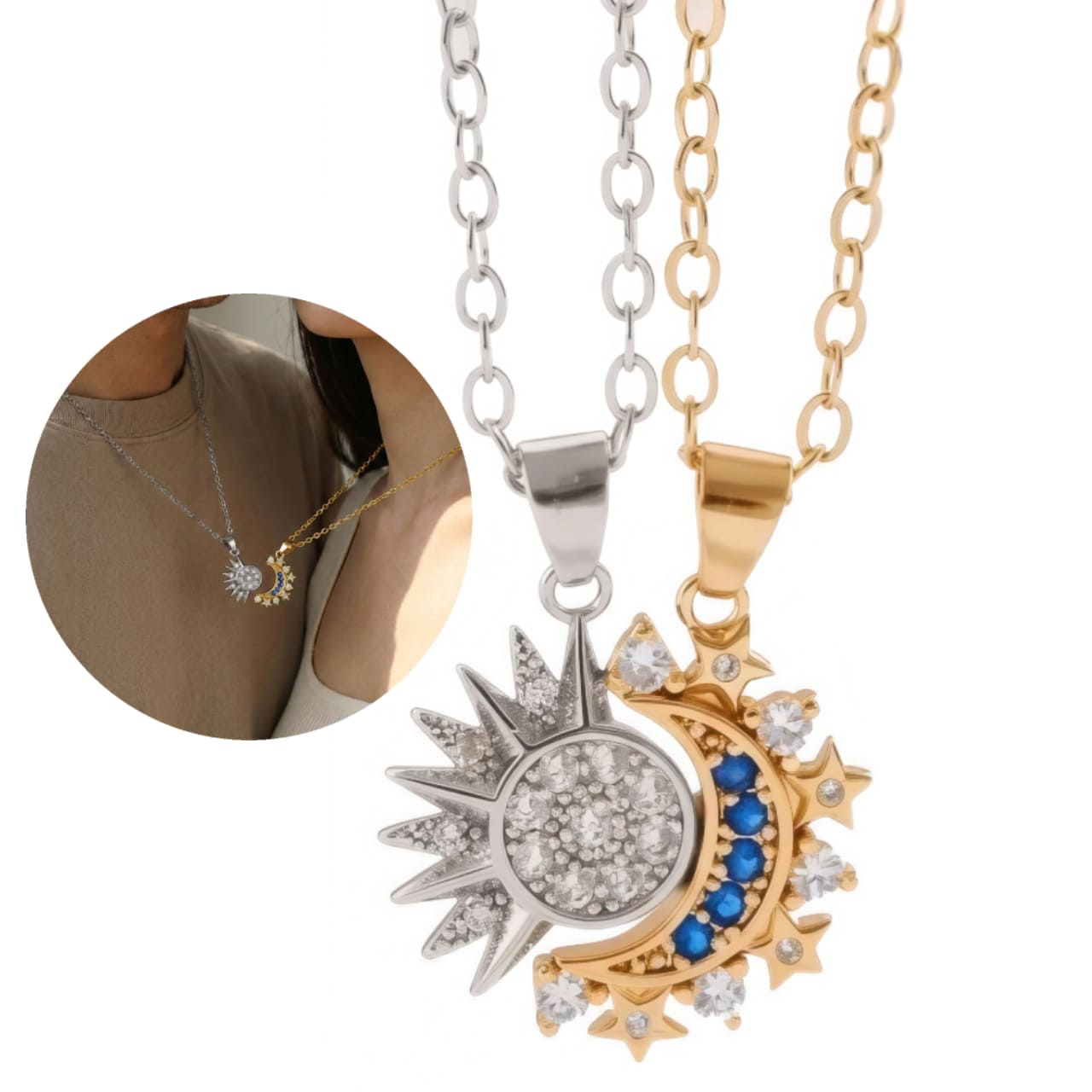 Collar de Pareja Promesa De Amor Sol y Luna