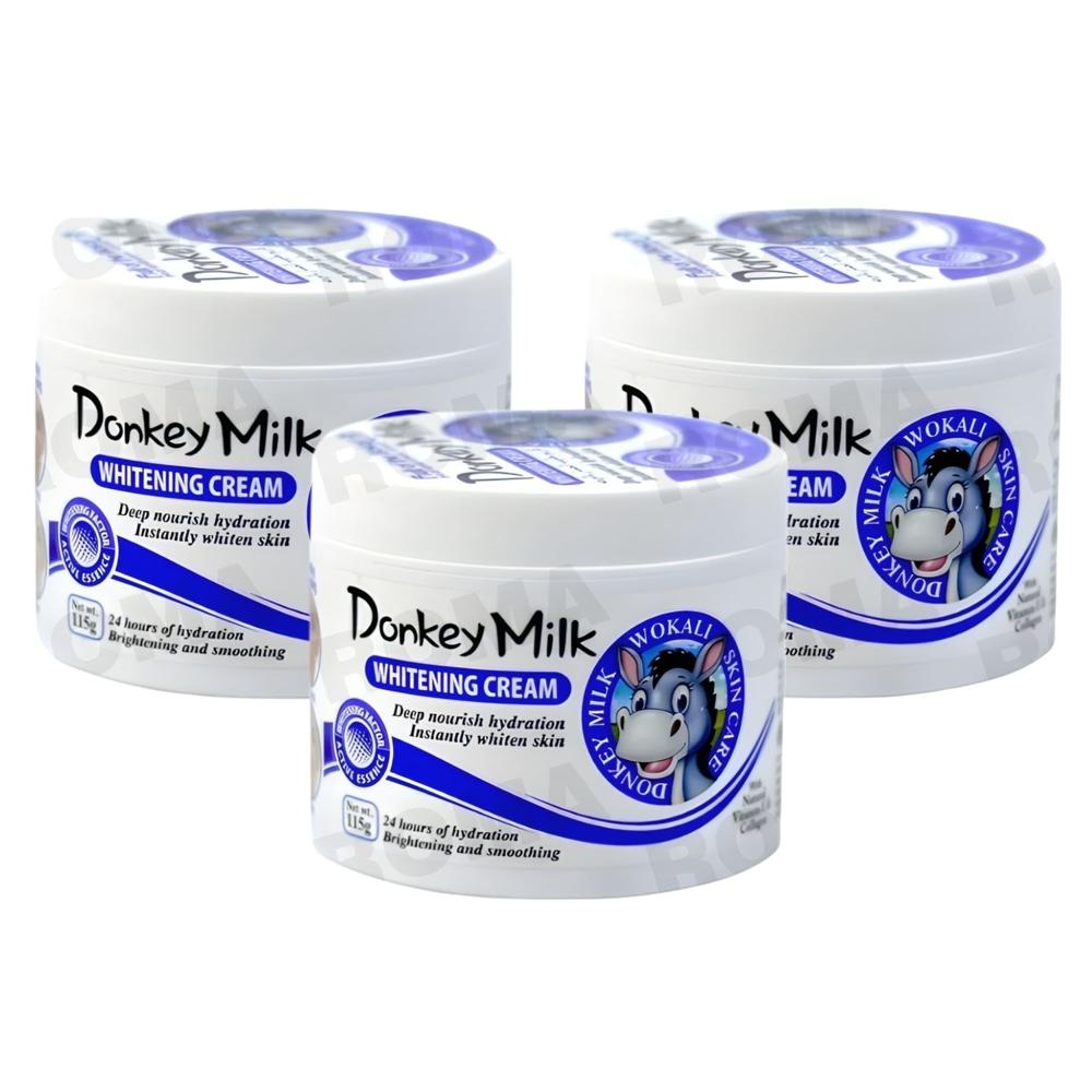 PACK 3 CREMA ACLARANTE FACIAL DONKEY MILK 115 G WOKALI