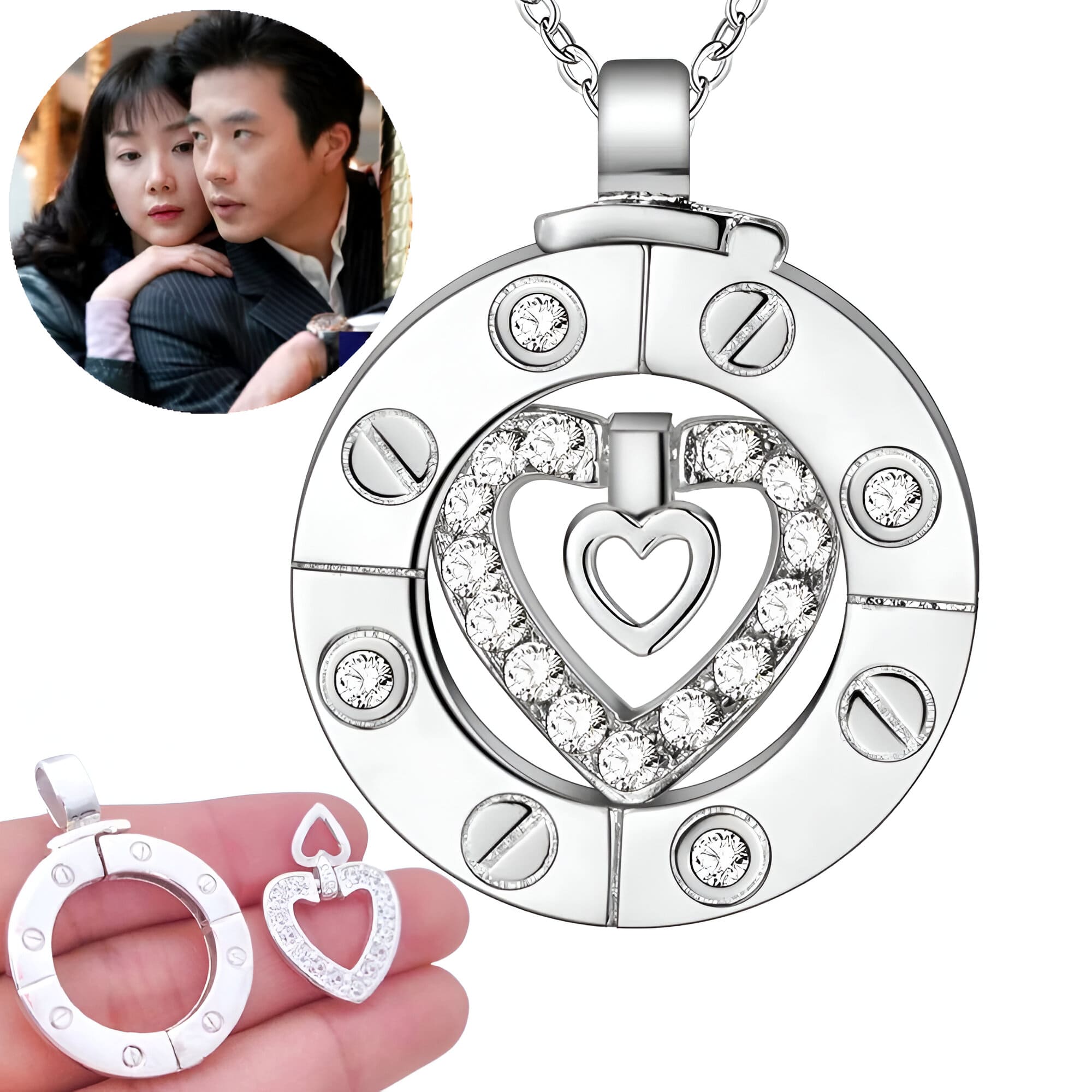 Collar De Pareja Montaña y Oceano Diseño Exclusivo Plata 925 Regalo Especial