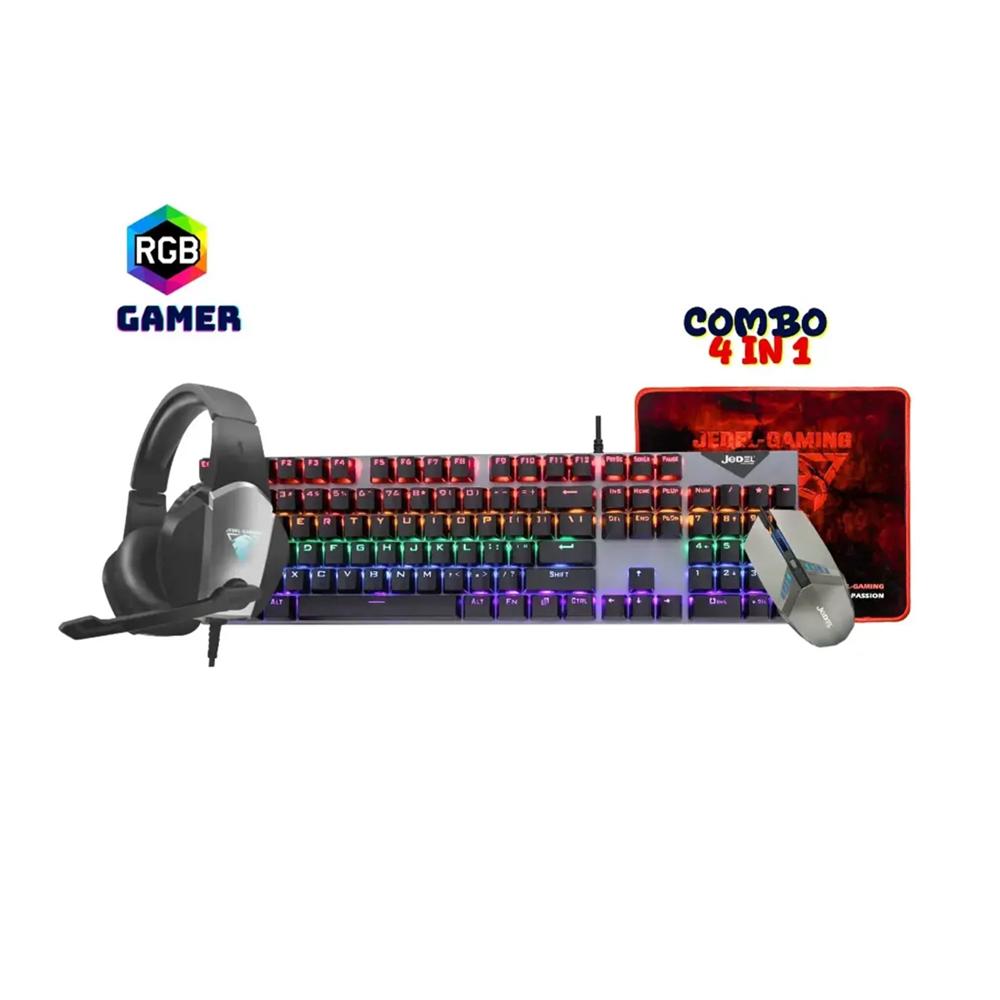 Combo Gaming 4 en 1 Teclado Mouse Auriculares y Mousepad
