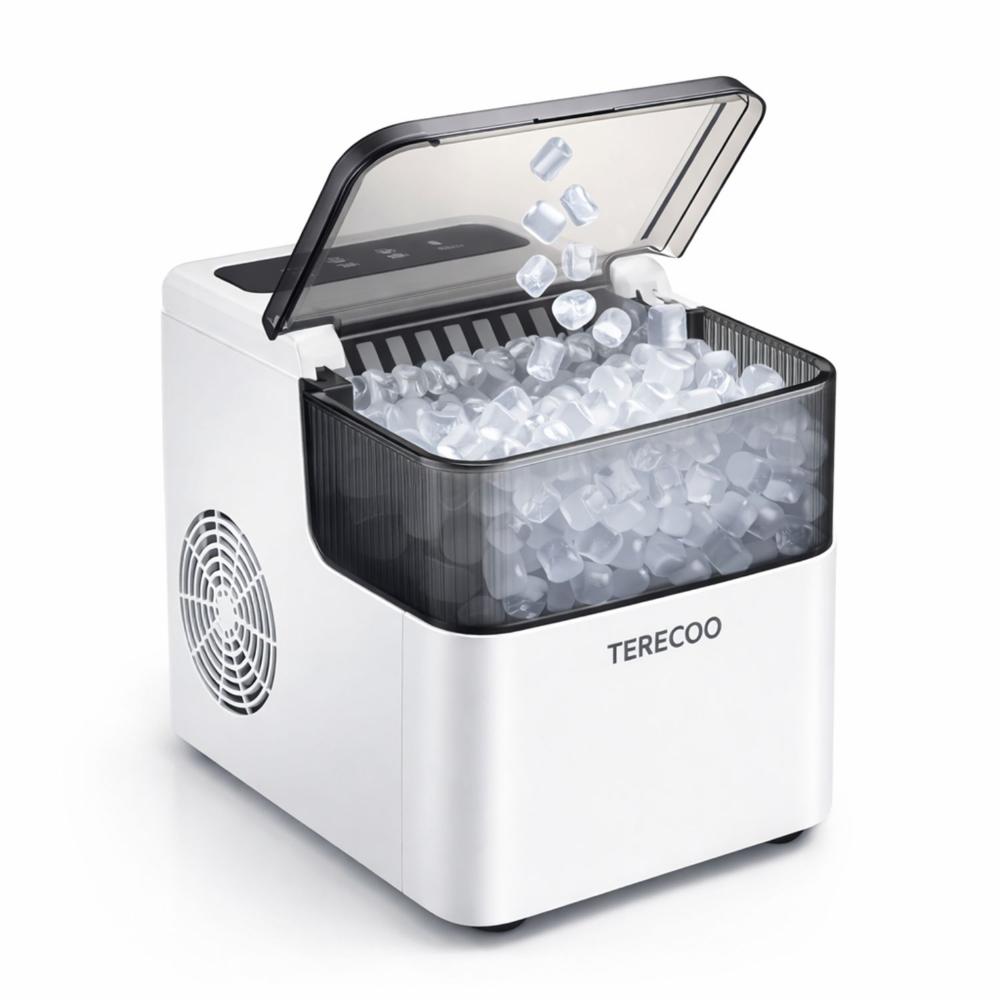 Máquina de Hielo Eléctrica TereCoo 1.5L Automática Producción Rápida de Cubos para Hogar y Oficina