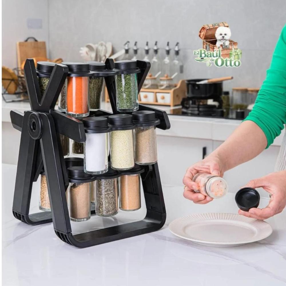 Condimentero Especiero Giratorio Organizador Moderno 18 Frascos