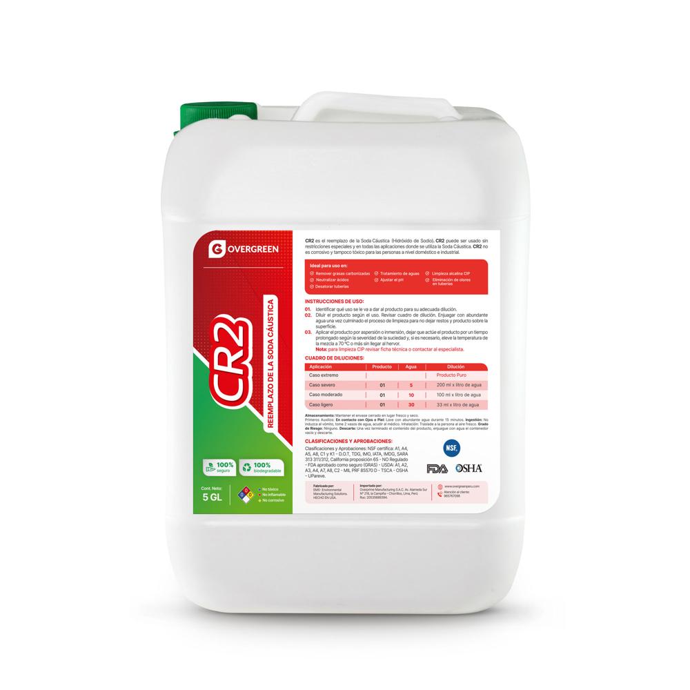 CR2 - PRESENTACION BIDON 5 GL - REEMPLAZO SODA CAUSTICA - QUITA GRASA CARBONIZADA - DESATORADOR