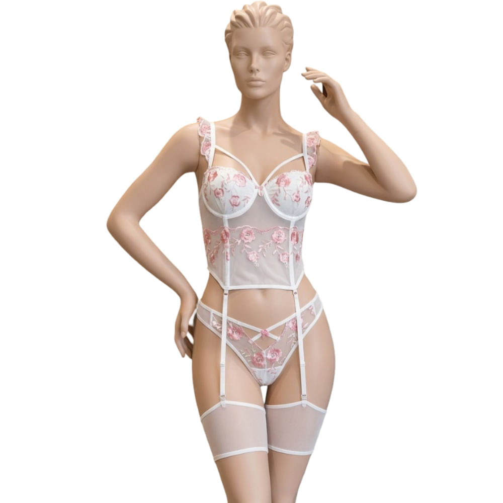 LENCERIA ESTILO CORSET LALITA EDICION BORDADA BLANCO