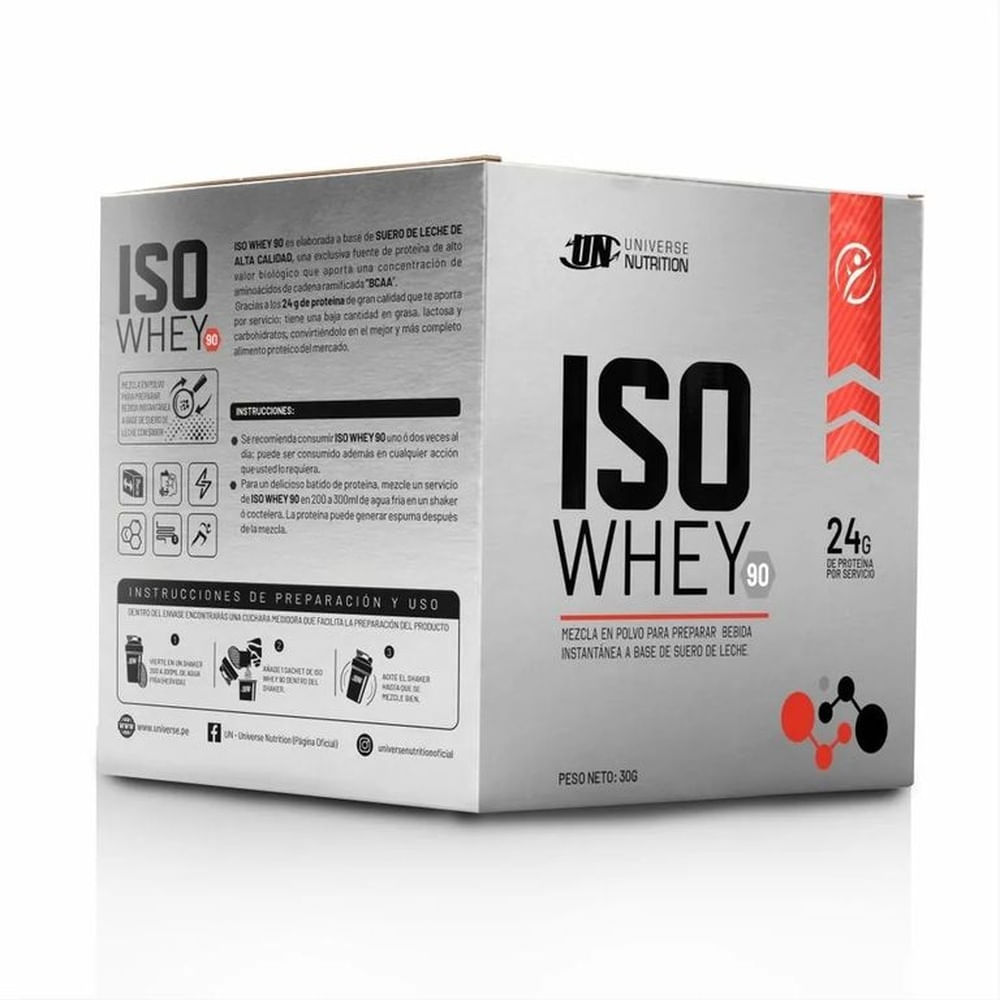 ISO WHEY 90 DE CAJA 10 SACHETS UNIVERSE NUTRITION COOKIES