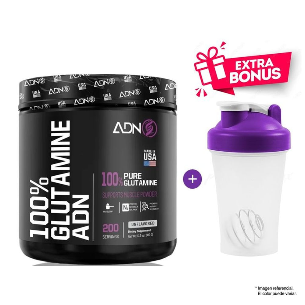 ADN Nutrition Glutamina 100% 500 gr + Shaker