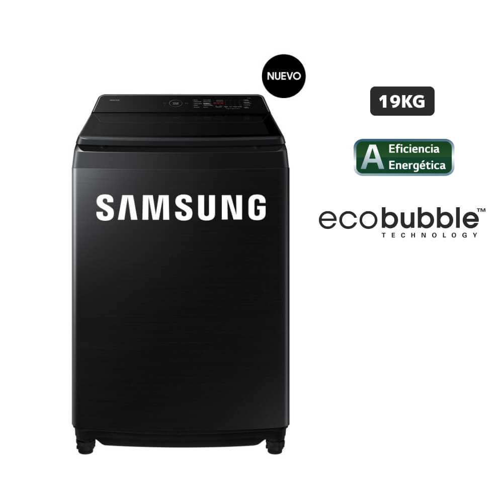 Lavadora SAMSUNG Carga Superior 19 Kg AI Wash EcoBubble WA80F19S8BPE Negro