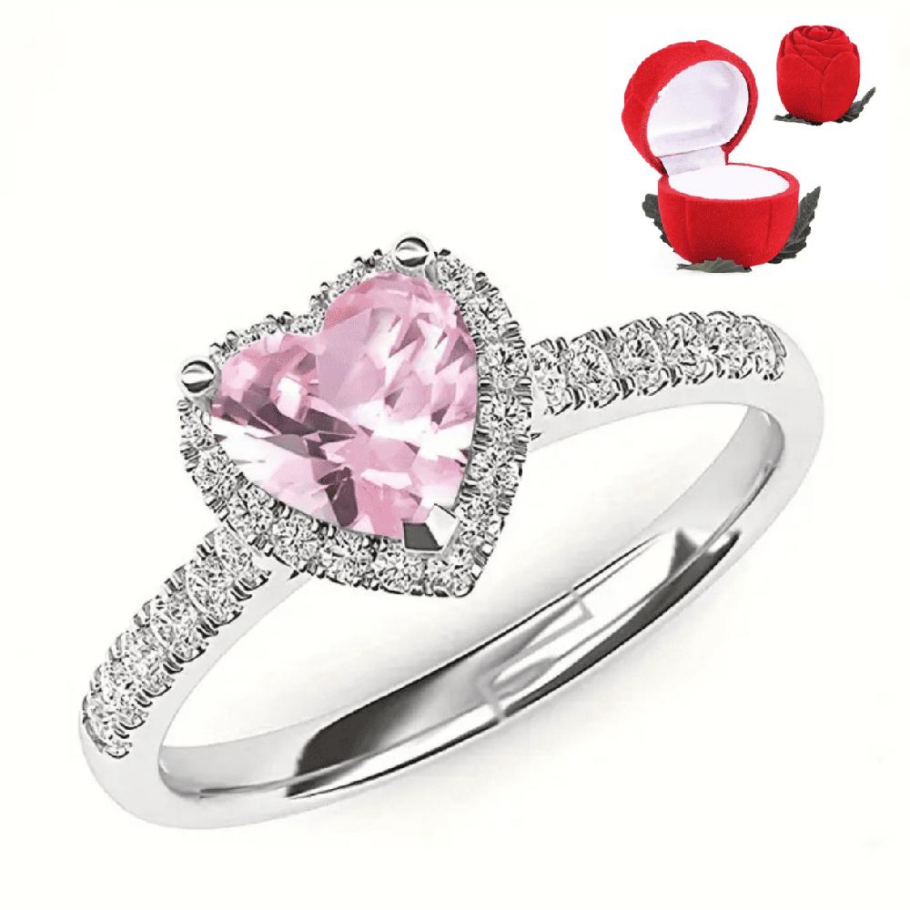 Anillo Pandora Corazon Acero Plateado Regulable Color Rosado