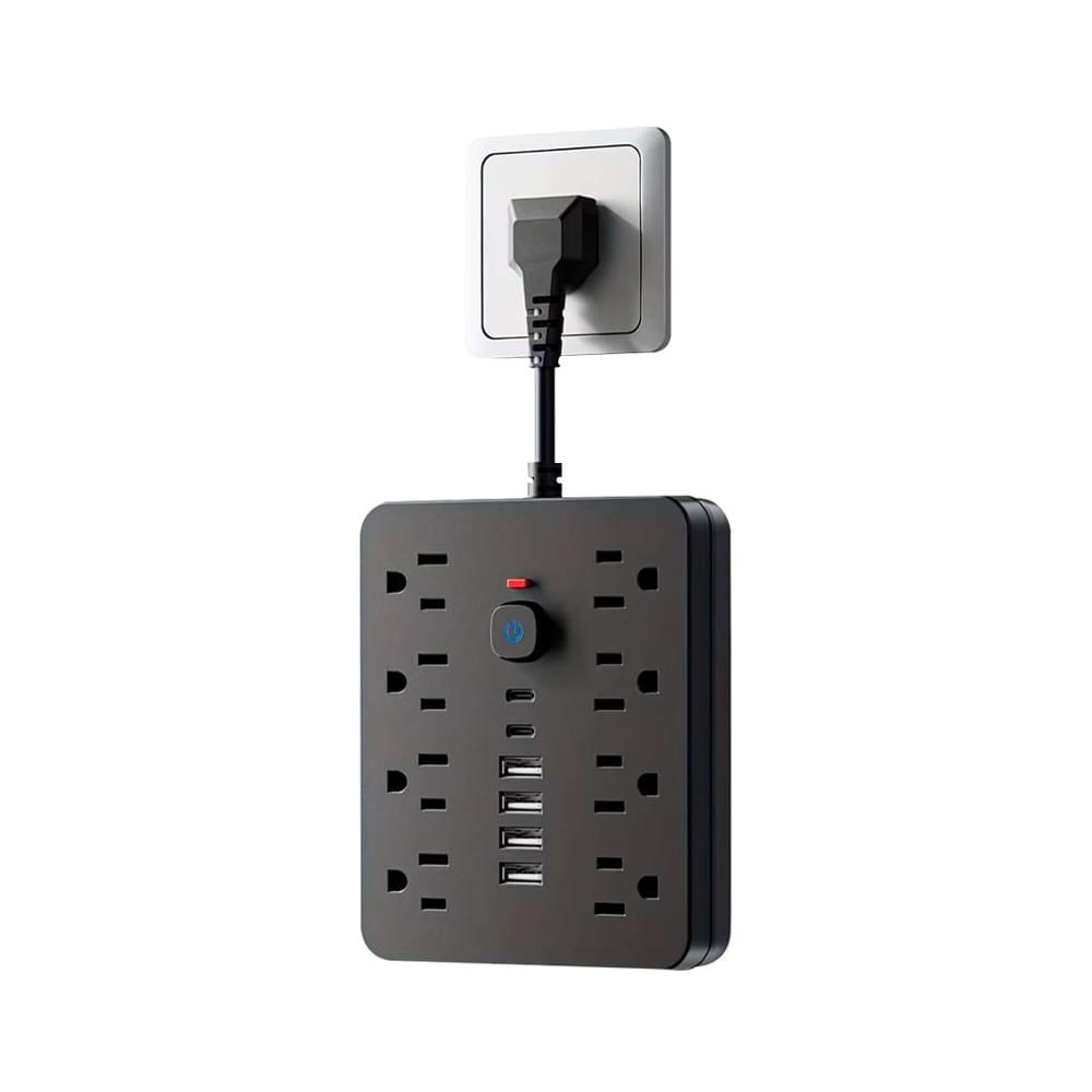 Multipuerto de carga 14en1 8AC 6USB 250V 0.08m PLS-141 Negro