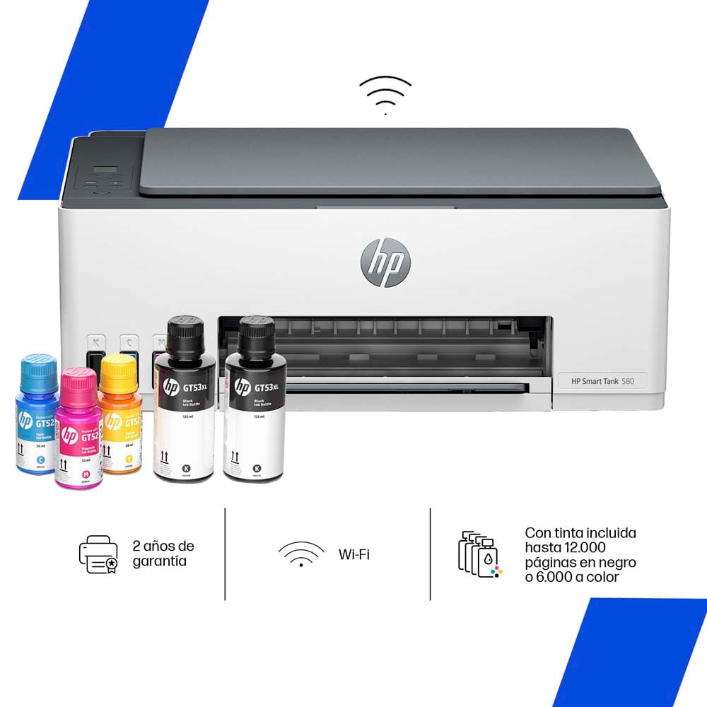 Impresora Multifuncional HP Smart Tank 580 Blanco Impresora Multifuncional HP Smart Tank 580 Blanco