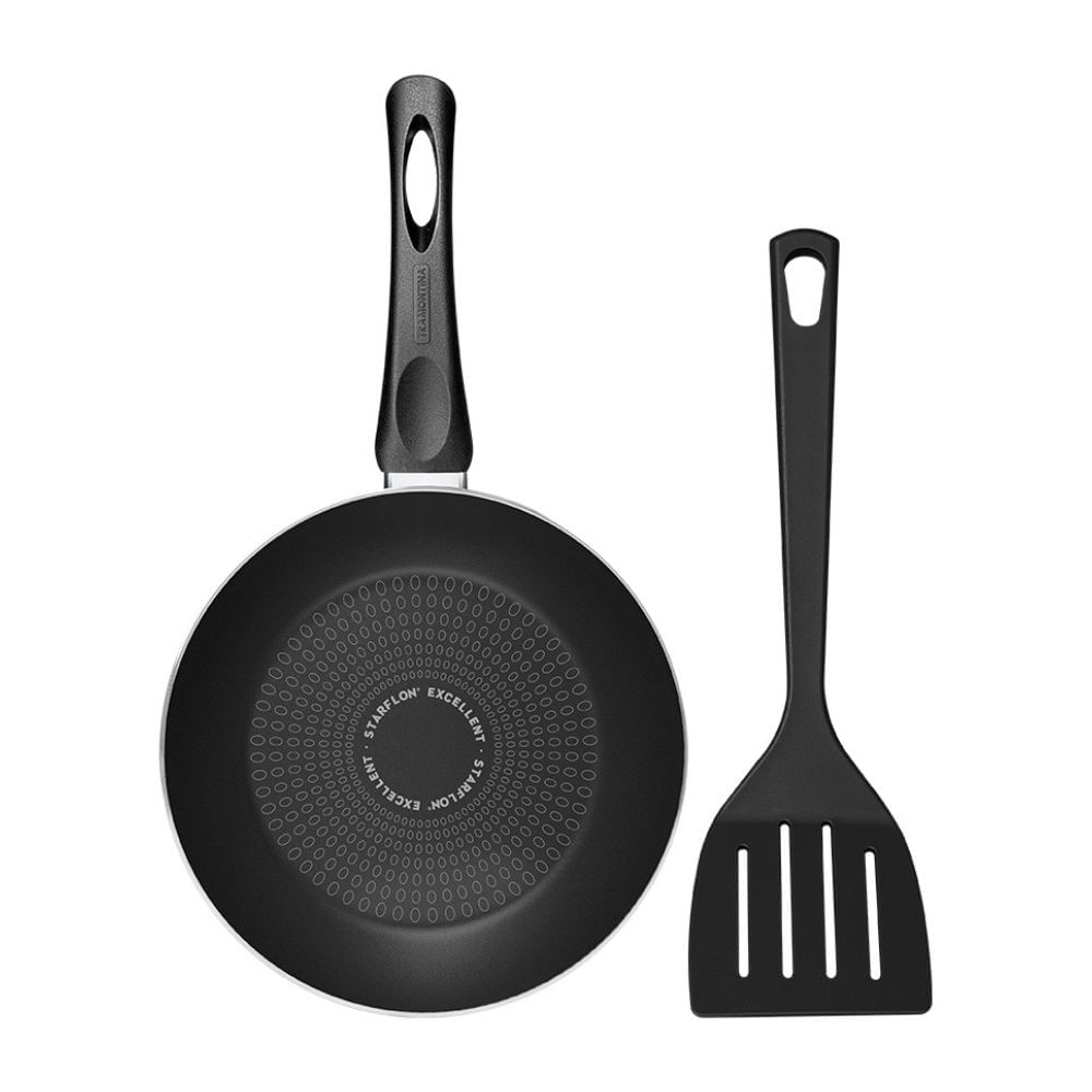 Sartén con Espátula 24cm Paris Negro Tramontina