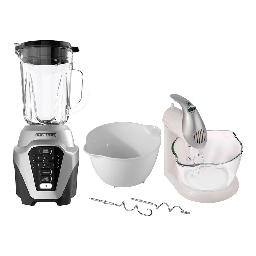 Pack BLACK+DECKER Batidora de Pedestal MX9000-CL Blanco + Licuadora 1.5L BL0976-1MDCL Gris