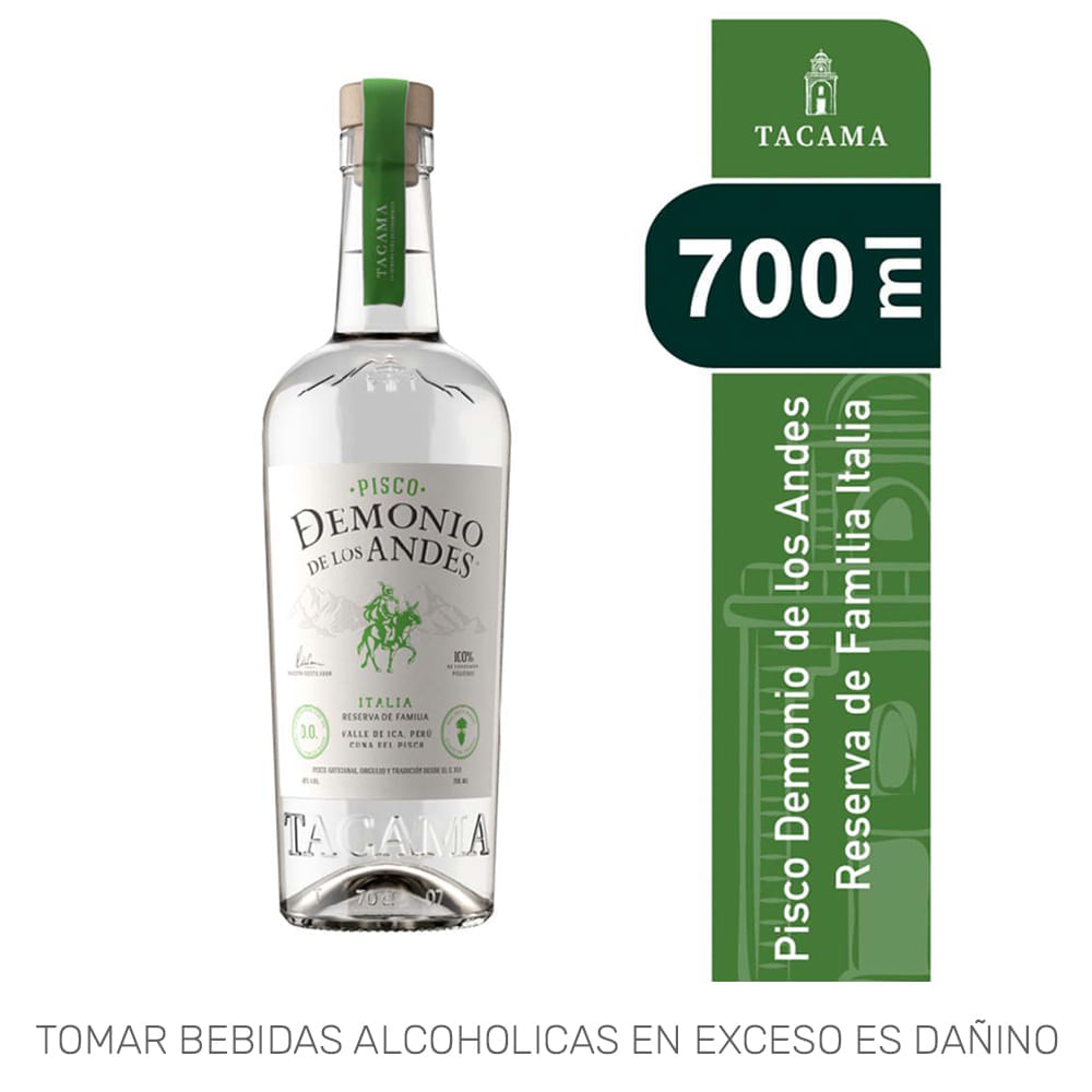 Pisco DEMONIO DE LOS ANDES Familia Italia Botella 700ml