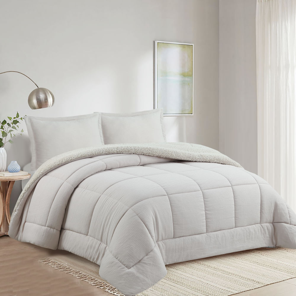 Edredon OI26 Waffle Sherpa Beige