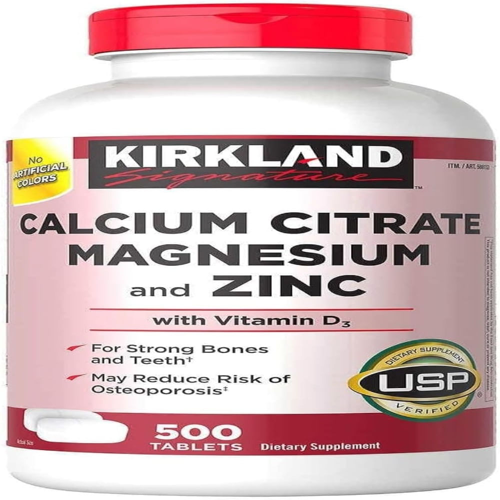 Kirkland Signature Citrato de Calcio Magnesio y Zinc 500 Tabletas