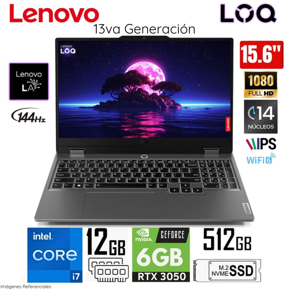 Laptop Lenovo LOQ 15IRX9 Intel Core i7-13650HX 12GB RAM 512GB SSD 15.6 Pulg RTX3050-6GB 83DV00FHLM