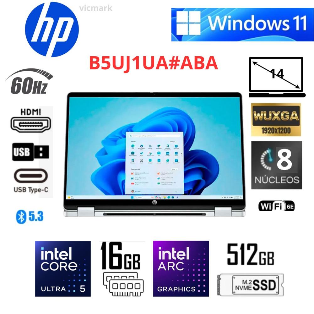 Laptop HP OmniBook X Flip 14-FM0013DX Ultra 5-226V 16GB 512GB SSD Táctil Windows 11