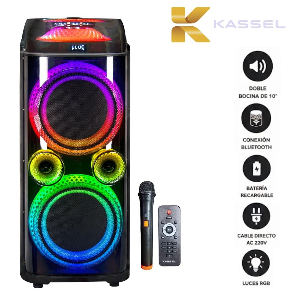 Torre de Sonido Full Fiesta Kassel K2102 con 02 Bocinas de 10 pulg, Karaoke