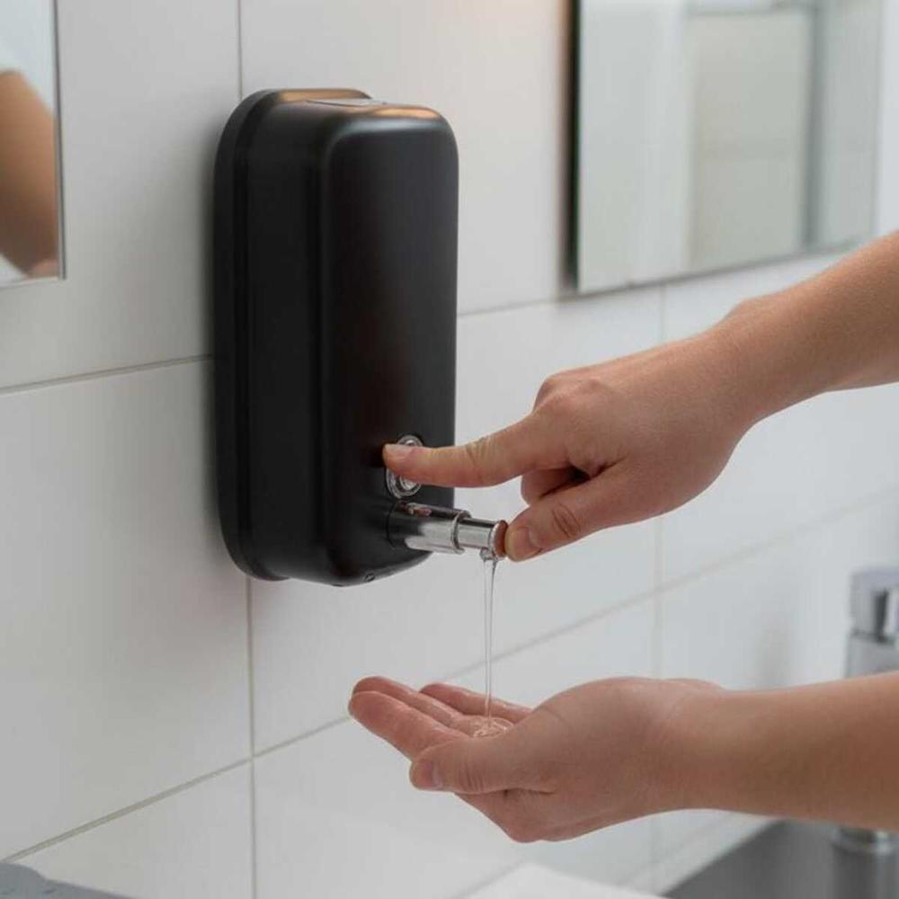 DISPENSADOR DE JABON 1 LITRO ACERO INOX NEGRO MATE