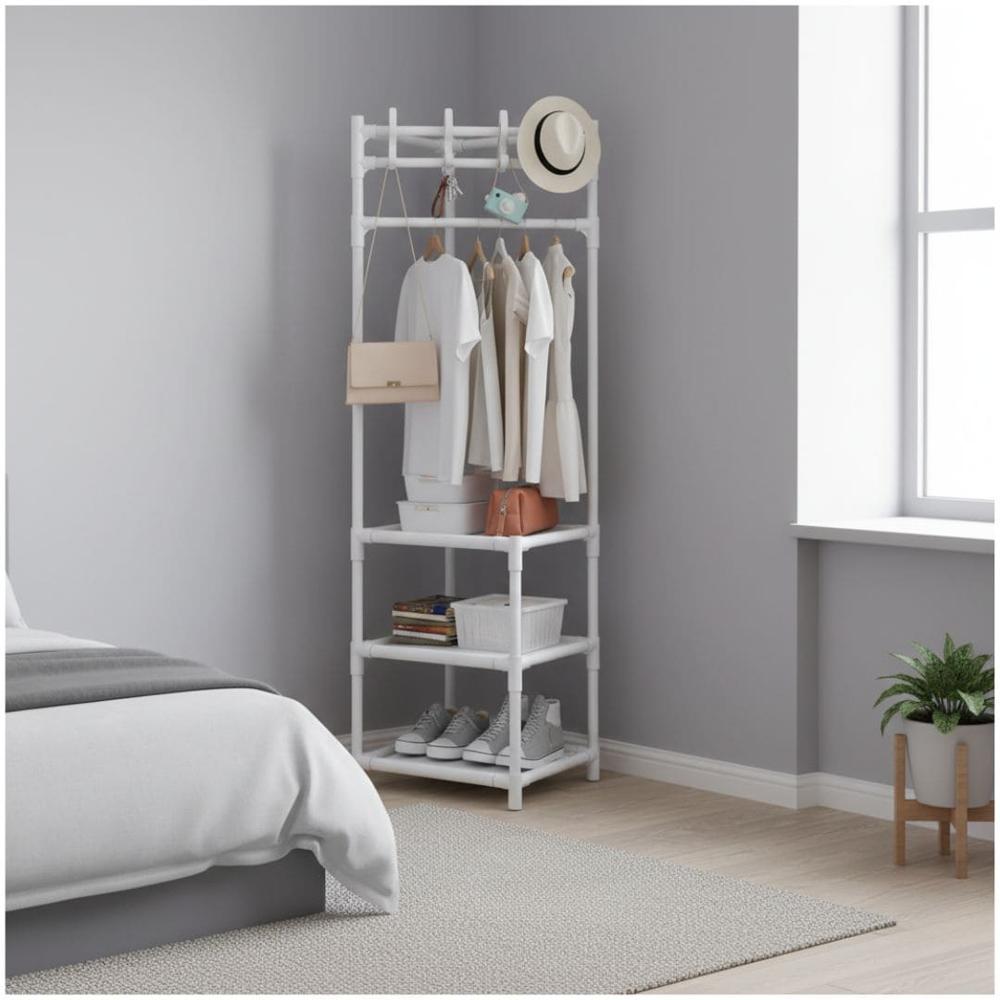 Estante Organizador Colgador de Ropa Esquinero con 3 Repisas 170x43x43cm Blanco