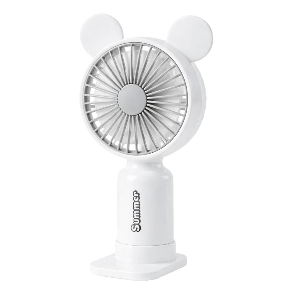 Ventilador de Mano Portátil USB Recargable con Luz LED y 2 Velocidades NO933-158 Blanco