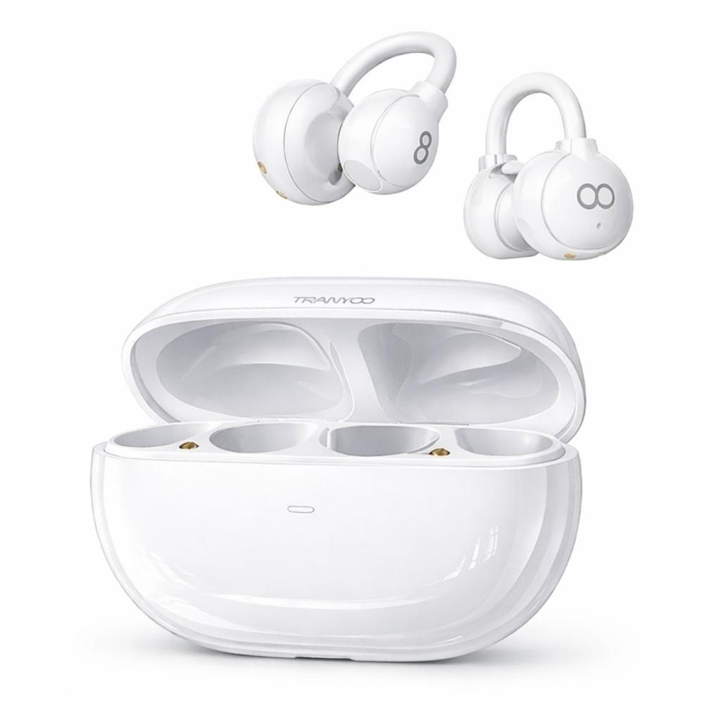 Audífonos Bluetooth Open Ear Tipo Clip, ENC, Sonido Espacial, Manos Libres BT 5.3 OWS T-M5 Blanco