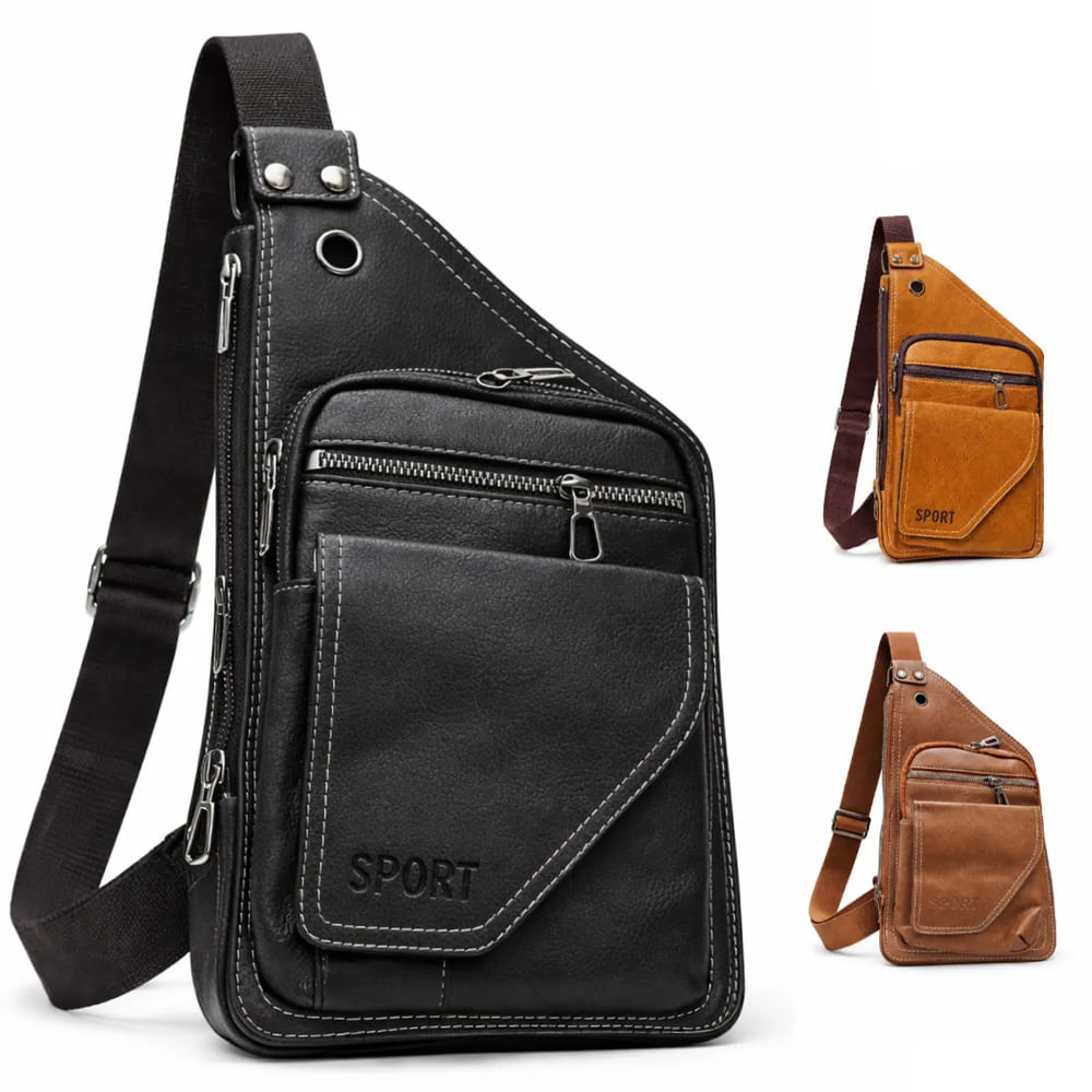 Mochila Morral Bandolera Riñonera de Cuero Pu Accesorio para Hombre Aleatorio