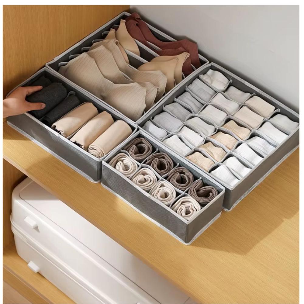 Set de 4 Organizador Ropa Interior Clasificador Multiusos 45 Divisiones Gris