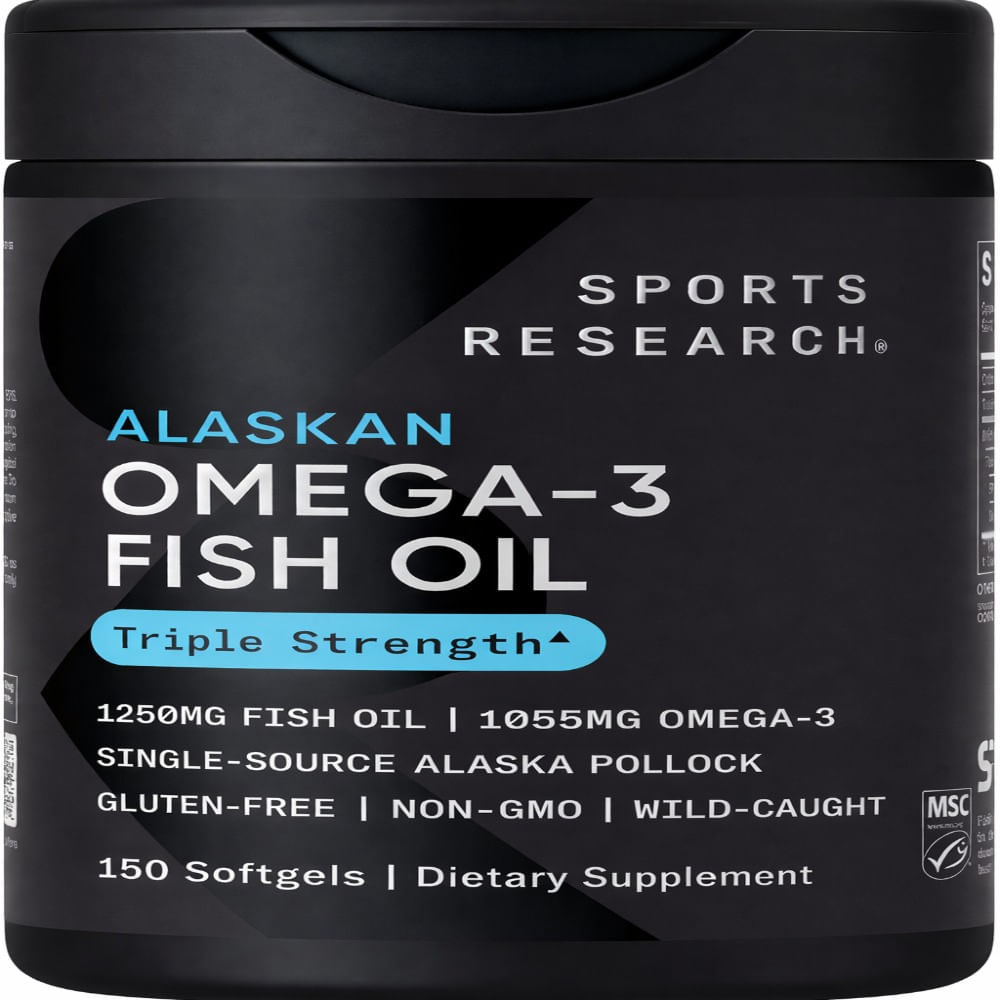 Sports Research Alaskan Omega-3 Fish Oil Triple Strength  1250 mg 1055 mg  150 Softgels
