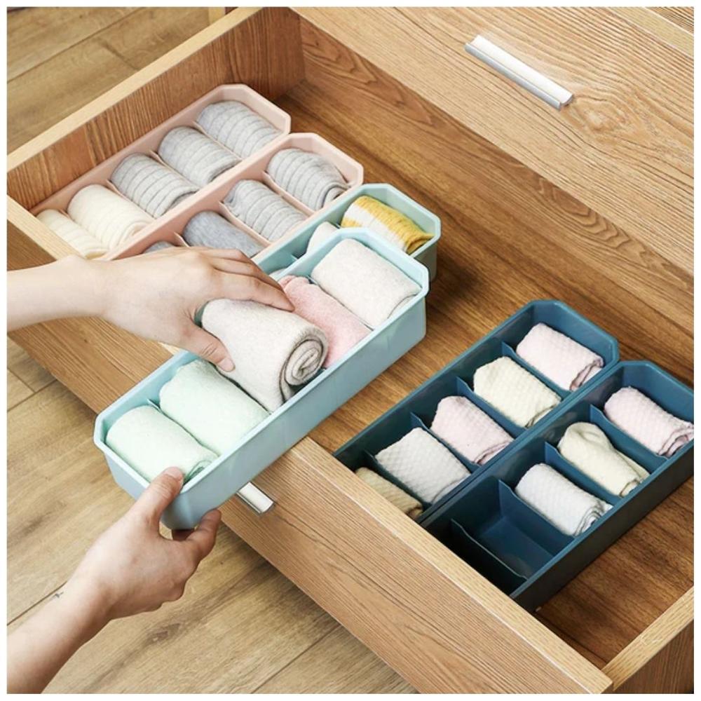 Set de 3 Cajas de Organización de Ropa Interior Calcetines Apilable