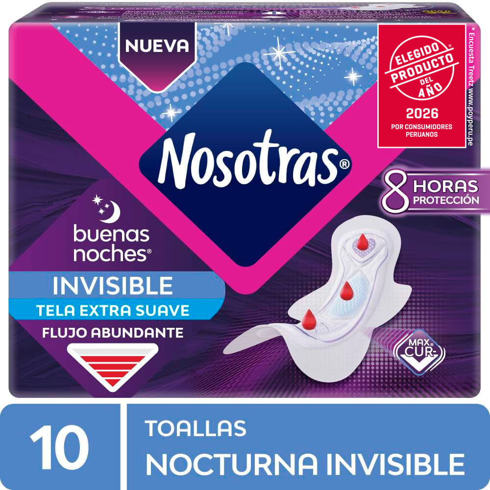 Toallas Higiénicas NOSOTRAS Buenas Noches Invisible Paquete 10un
