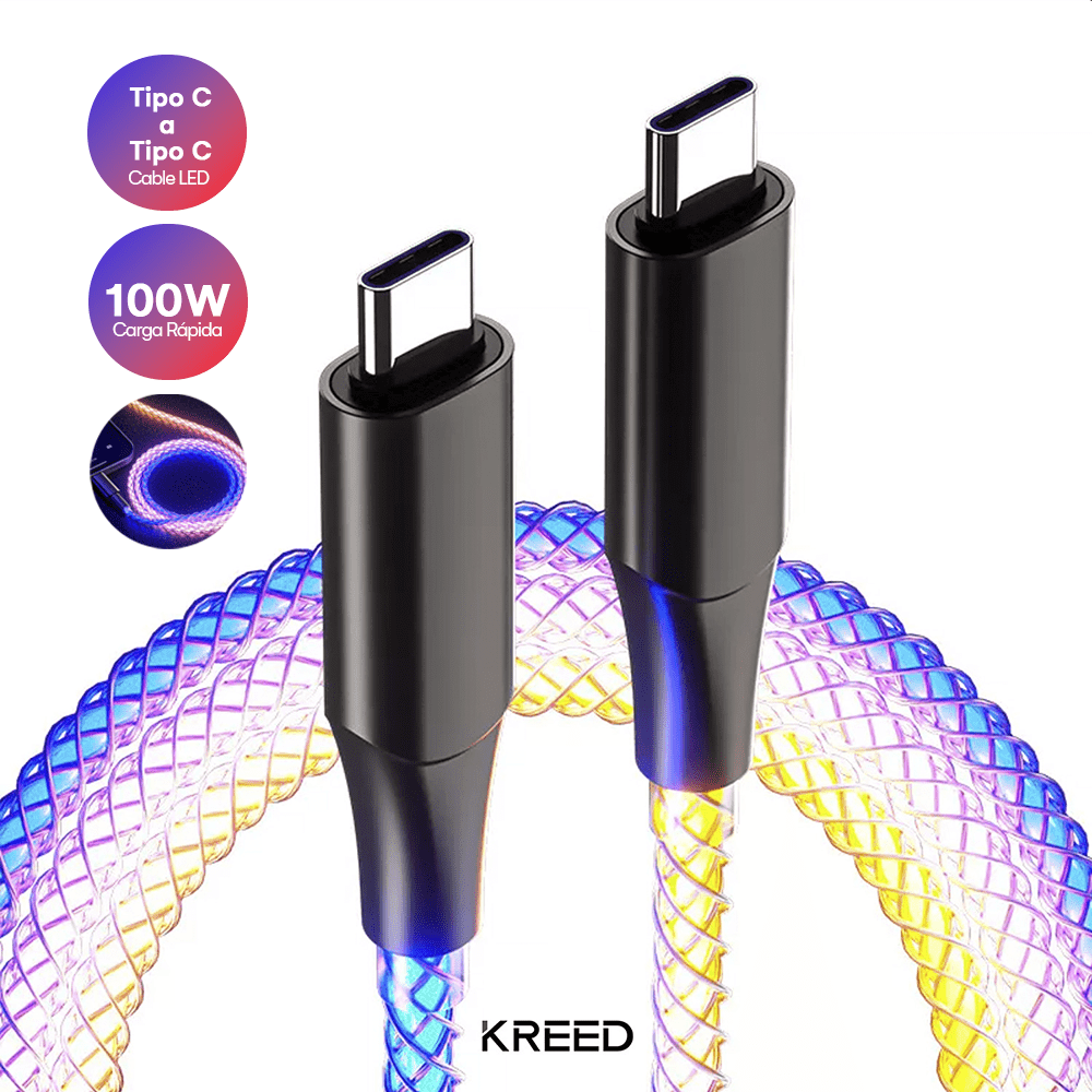 Cable de Carga y datos Tipo C a Tipo C RGB