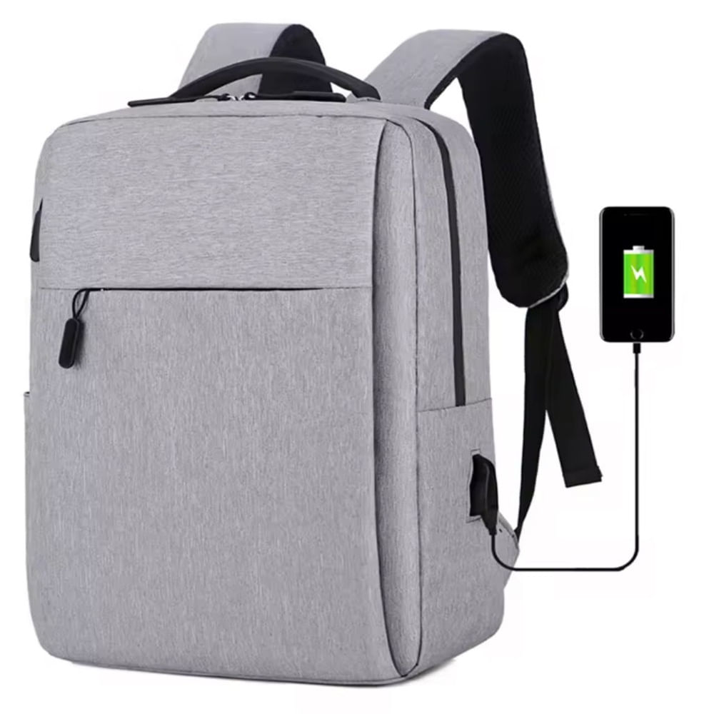 Mochila Unisex para Laptop con Puerto USB - Gris
