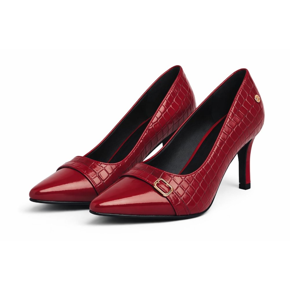 Zapato Charol grabado Vino Taco 7 - Talla 39