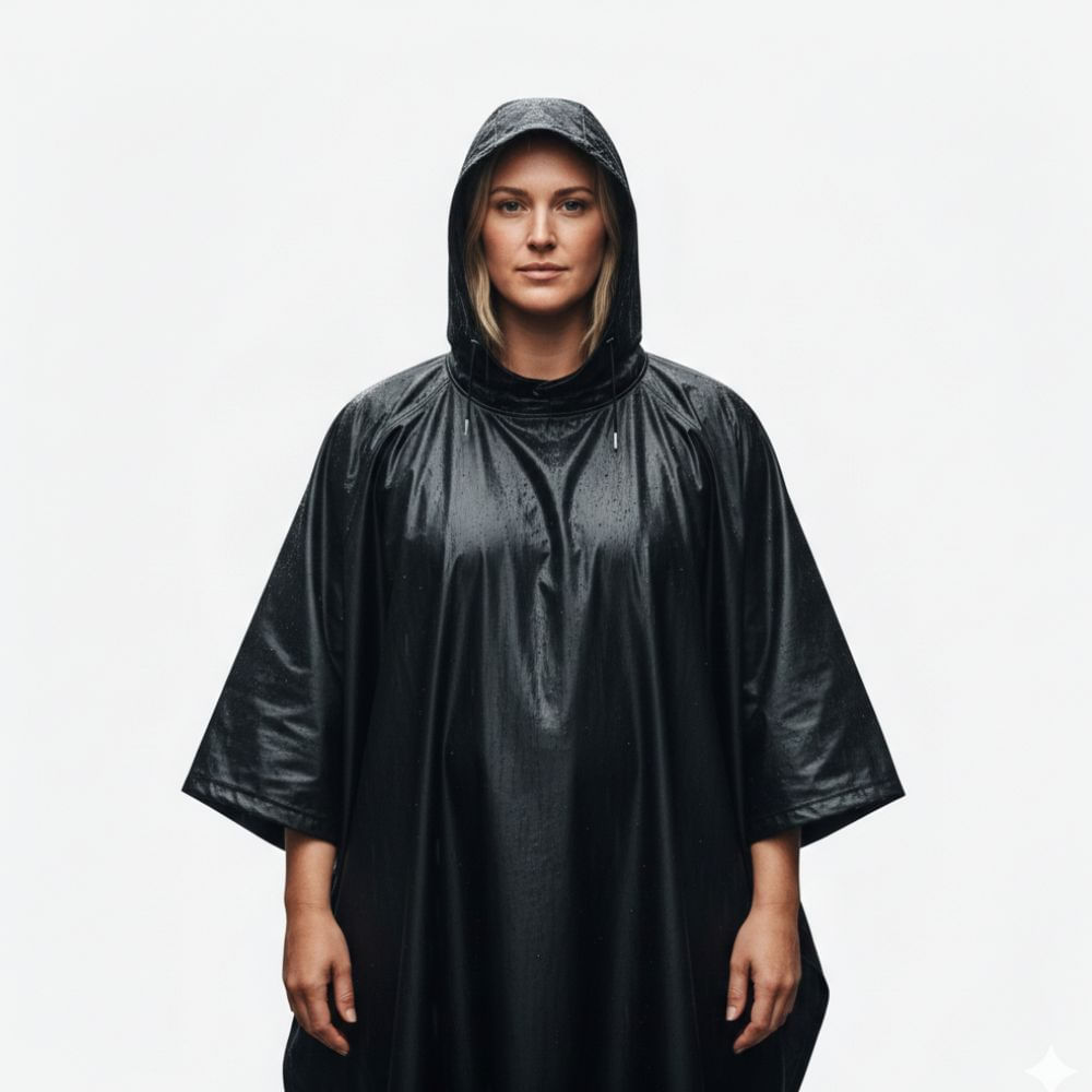 Impermeable Ejecutivo Unisex Alta Densidad Tipo Poncho Negro Impermeable Ejecutivo Unisex Alta Densidad Tipo Poncho Negro