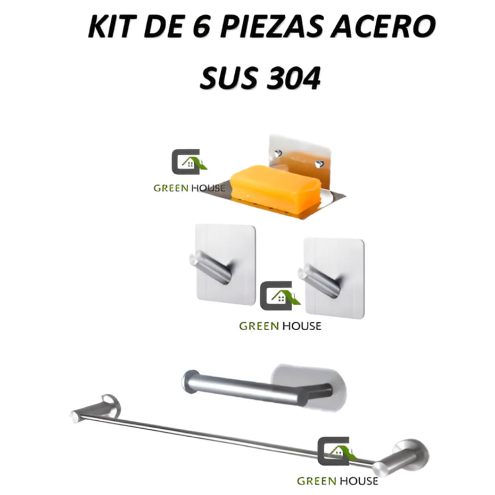 KIT 5 PIEZAS TOALLERO 60CM ACERO SUS 304