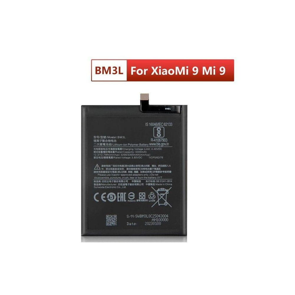 BATERIA MI 9 - BM3L TIPO ORIGINAL SM NUEVO-NEGRO