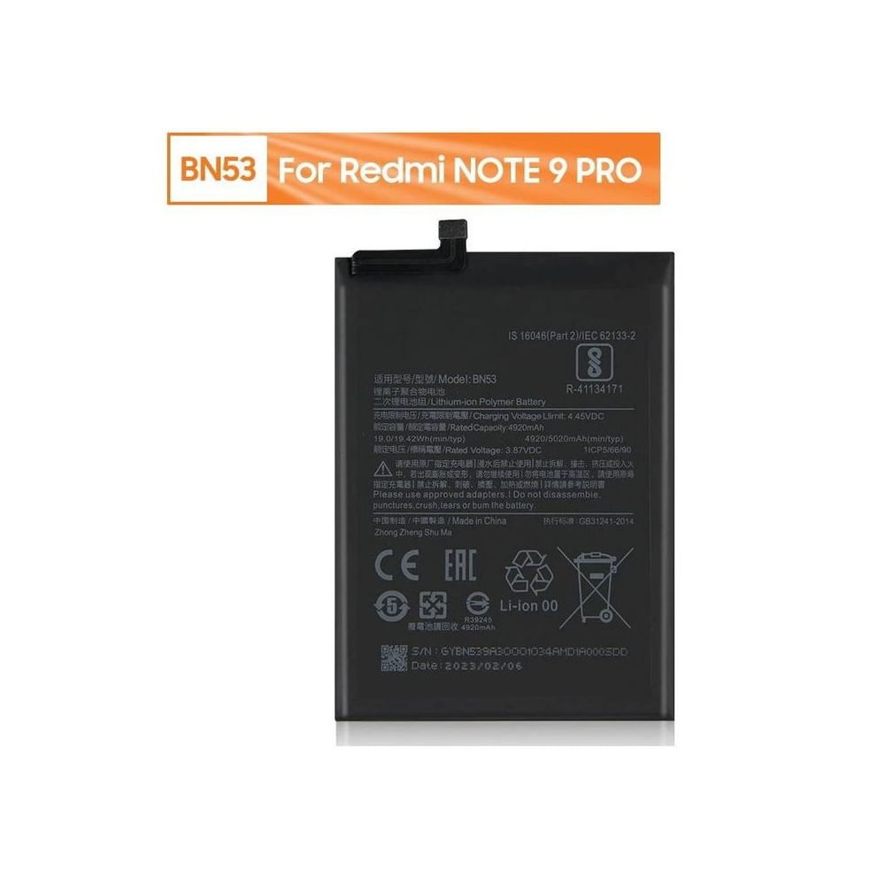 BATERIA REDMI NOTE 9 PRO - BN53 TORIGINAL-SM  NUEVO.