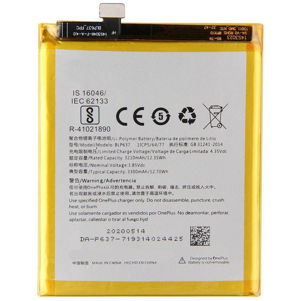 Bateria one plus 5 - 5t  blp637  nuevo-amarillo