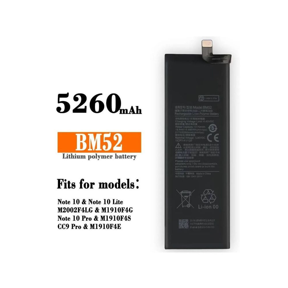 BATERIA MI NOTE 10-10 PRO-10 LITE - BM52 NUEVO